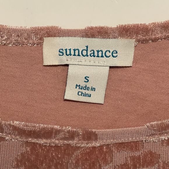 Sundance Delicate Senses Top Womens Small Pink Floral Velvet Burnout Bohemian - Picture 6 of 9
